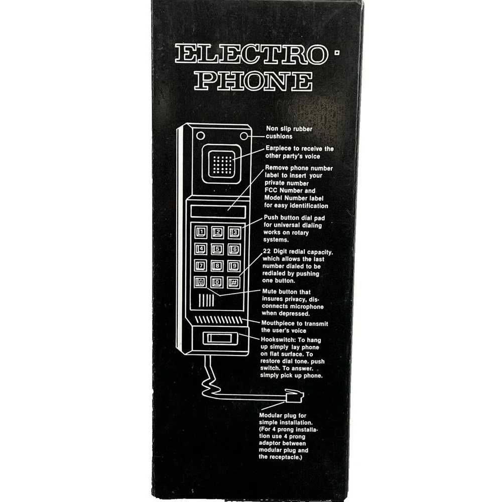 Vintage 80's Electro-Phone Corded Wall Mount Push Button New‎ Deadstock Retro